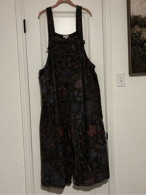 Boho Floral Black Overalls